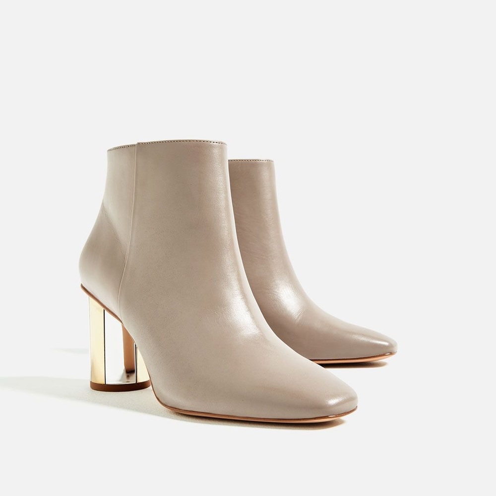 NWOT ZARA Booties with Metallic Heel